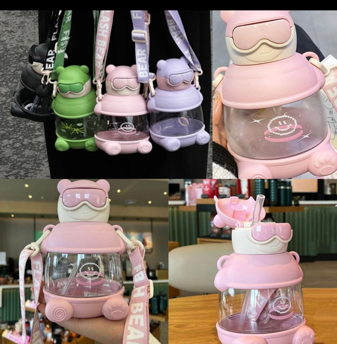 Trendy Bear Bottle with Straps