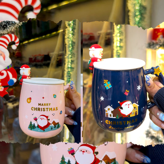 Christmas Ceramic Mug with Star On Handle