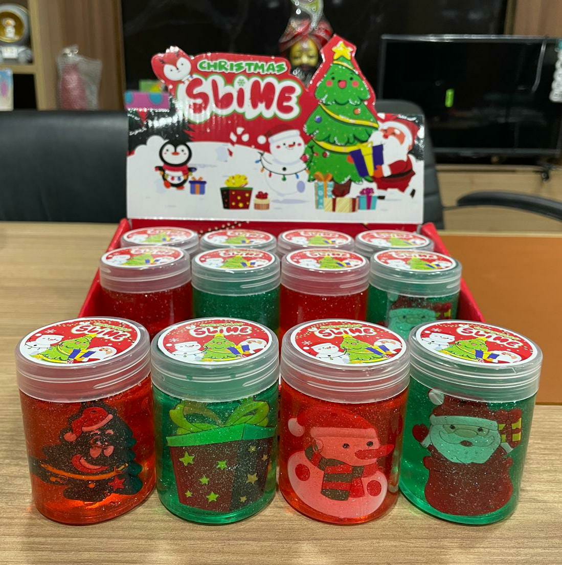 Merry Christmas Slime Jar with Silicone Charm