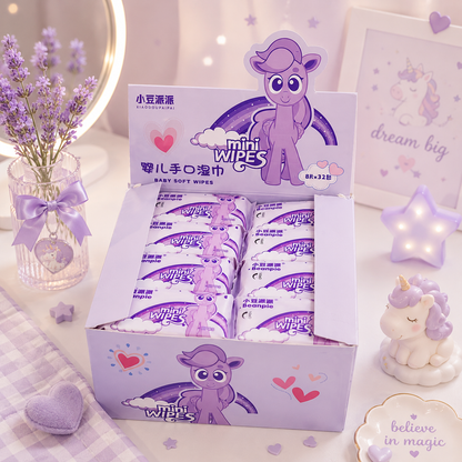 Kawaii Mini Wet Wipes Pack | Pocket/Travel Friendly (8 Pcs)