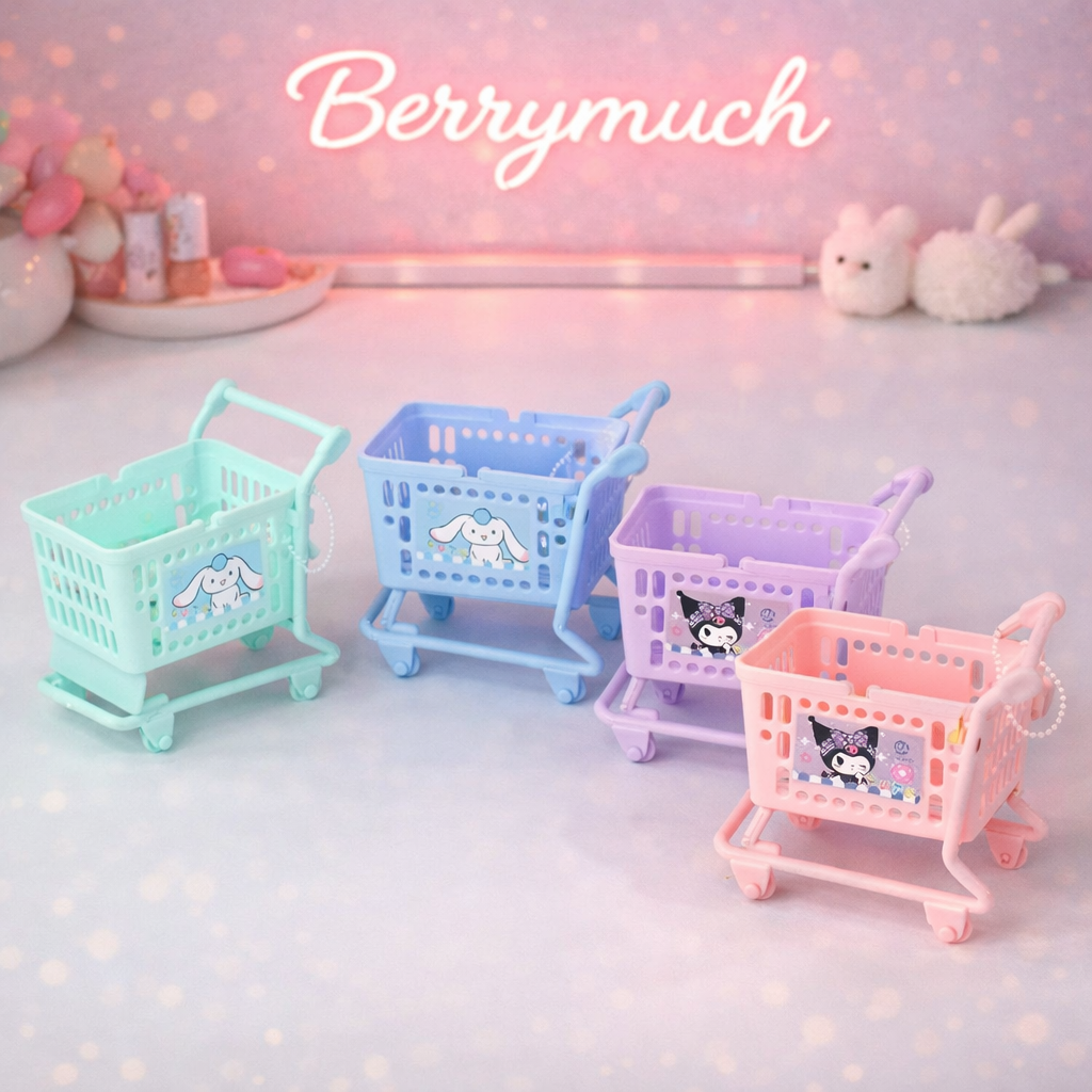 Mini Kawaii Shopping Trolley Organiser | Cute Desk Decor