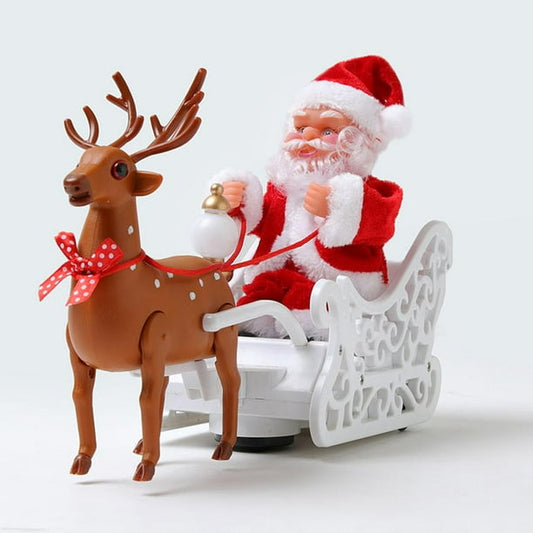 Moving Deer Cart Musical & Lights Santa Claus | Christmas Gift/ Christmas Decor