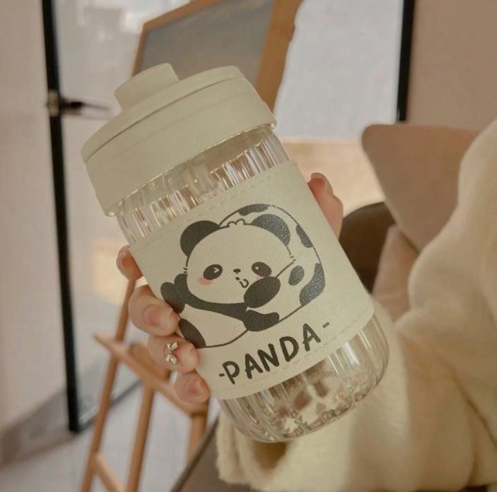 Panda Dual Way Glass Tumbler/Sipper