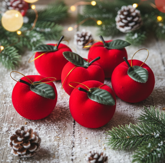 XMAS Decor Apple Ornaments Set - 6Pcs