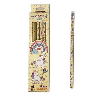 Magical Unicorn Triangle HB Pencil Set – 12 Pcs