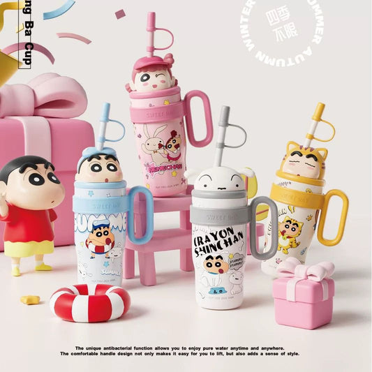 3D Shinchan Insulated Steel Tumbler with Straw Lid | Cutest Sipper