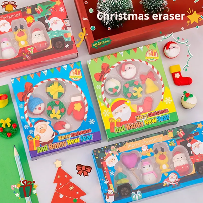 Christmas Theme Erasers Gift Pack - 5 Pcs