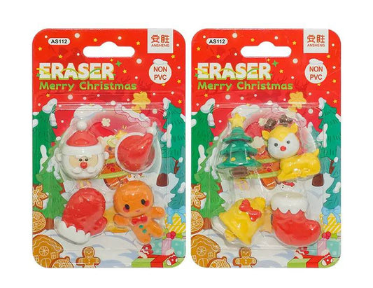 Christmas Erasers Pack of 4 Pcs