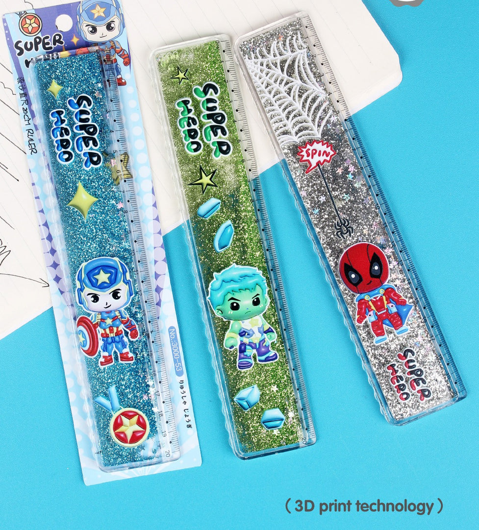 Superhero Floating Glitter Ruler / Scale โ Berrymuchโข