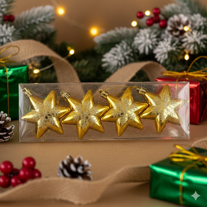 XMAS Decor Star Ornaments Set - 4Pcs