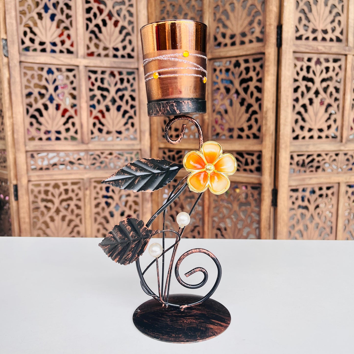 Antique Glass Candle Holder