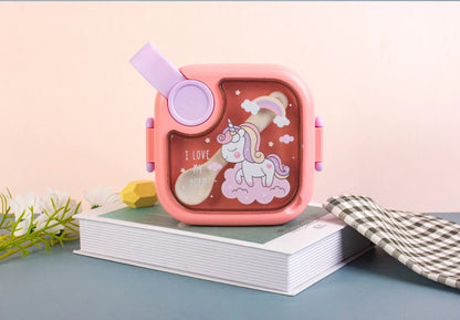 Cute Steel Insulated Bento Box/ Kids Lunch Box with Scissors & Spoon