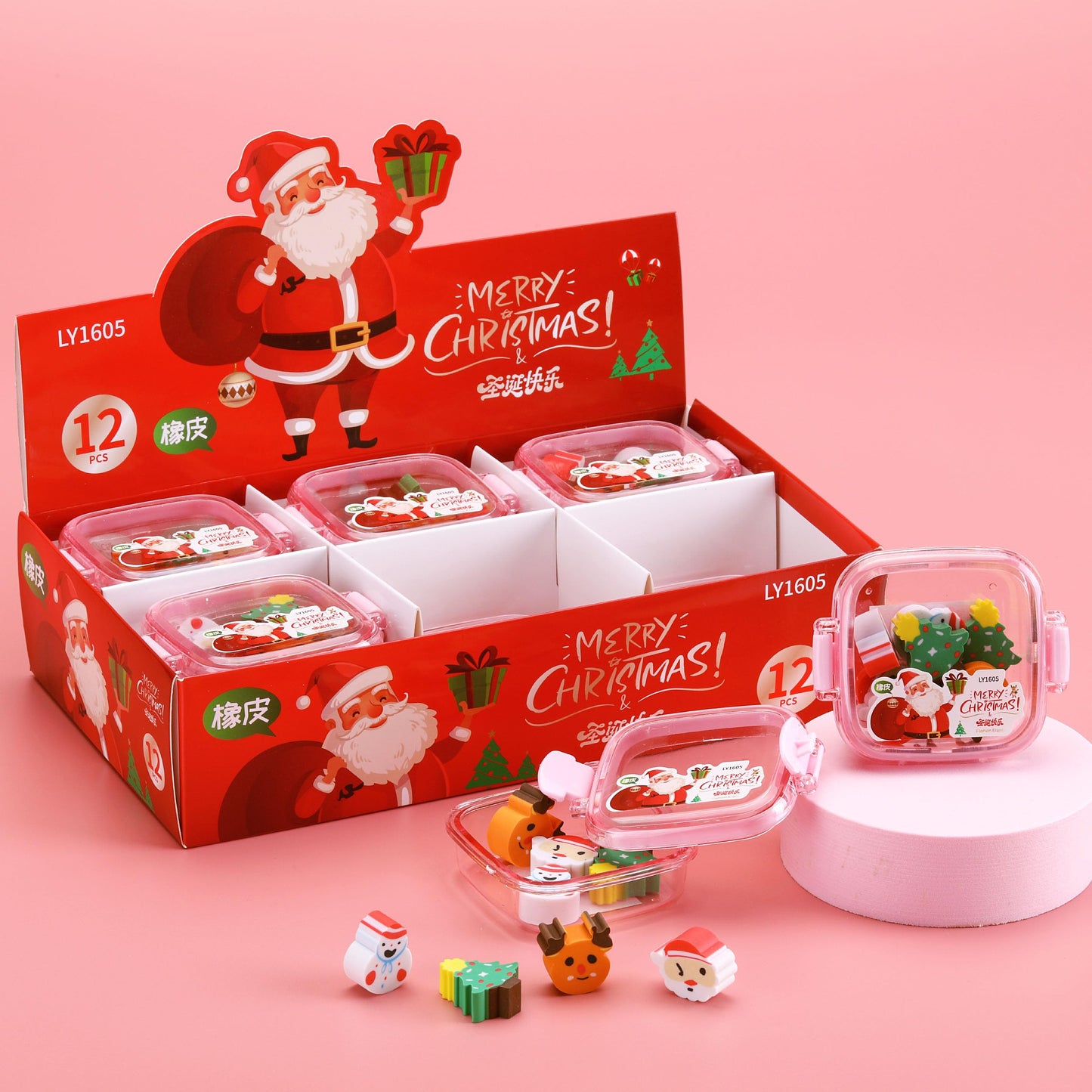 Christmas Theme Cute Erasers Box