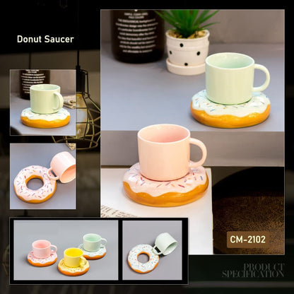 Pinteresty Ceramic Mug with Donut Saucer | Unique Find
