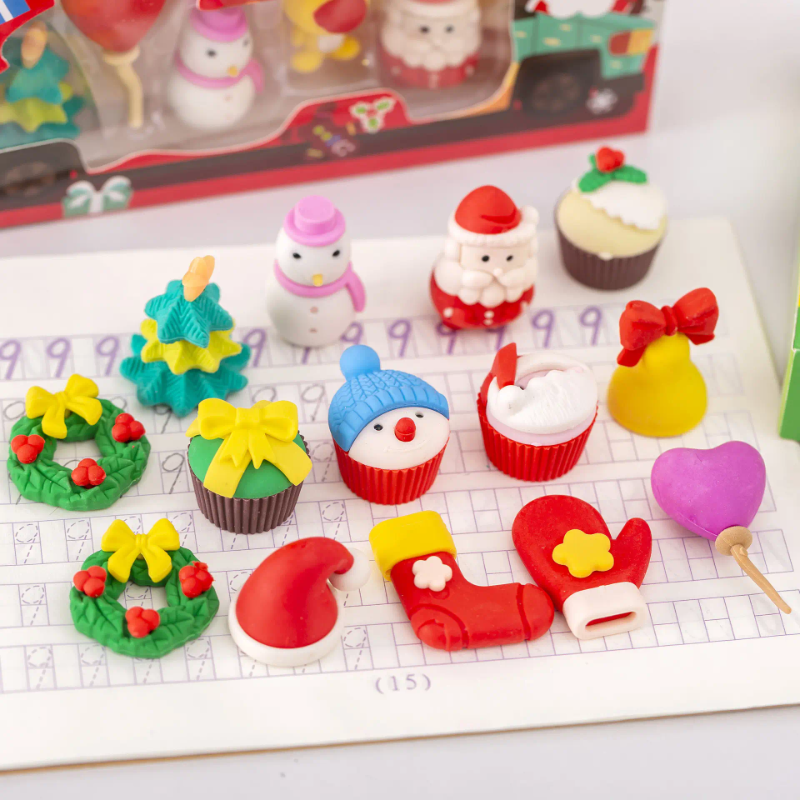 Christmas Theme Erasers Gift Pack - 5 Pcs