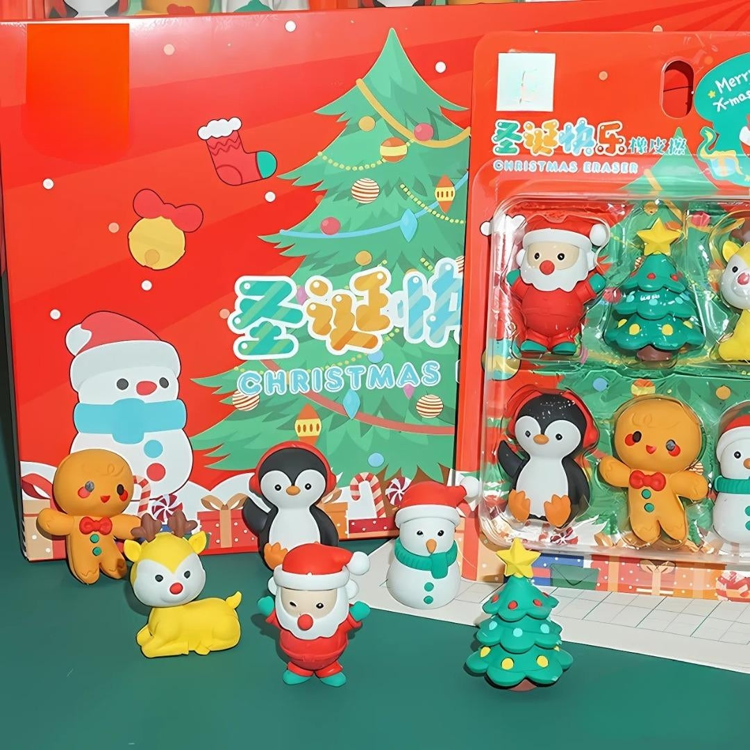 Christmas Theme Erasers Gift Set of 6