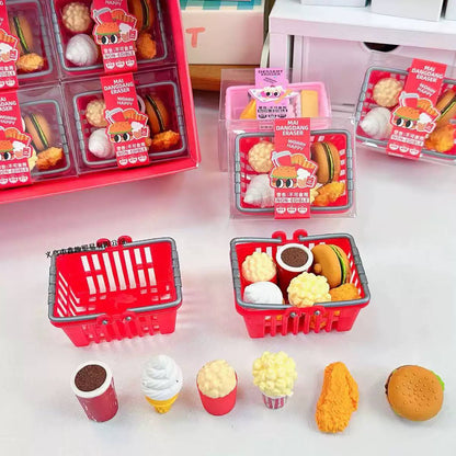 Fast Food Basket Erasers Set - 6 Pcs