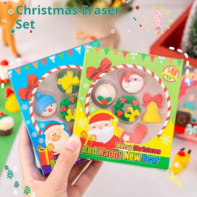 Christmas Theme Erasers Gift Pack - 5 Pcs
