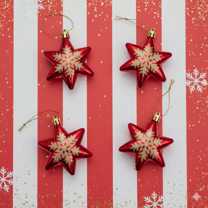 XMAS Decor Star Ornaments Set - 4Pcs